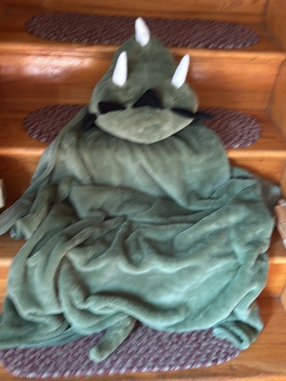 Kids Green Triceratops Plush Hooded Costume